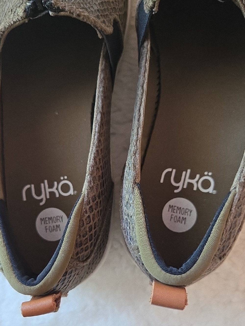 Ryka Olive-Tone Slip-On Sneakers with Front Zip - Picture 6 of 9